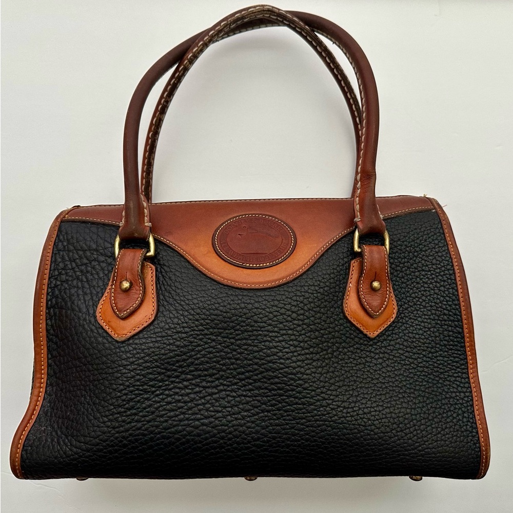 Dooney & Bourke All Weather Leather Black and Brown Leather Satchel Handbag